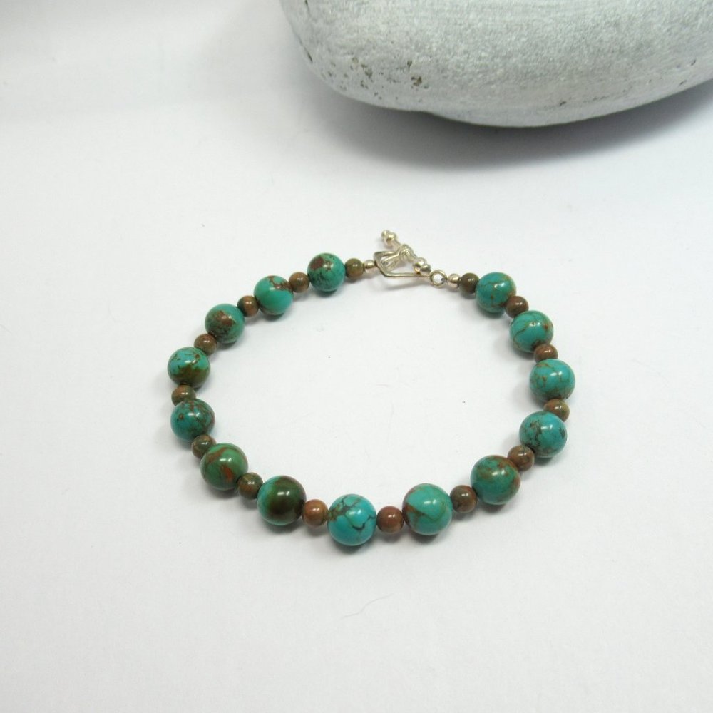 Turquoise and Rhyolite Bracelet - Picture 13 of 13